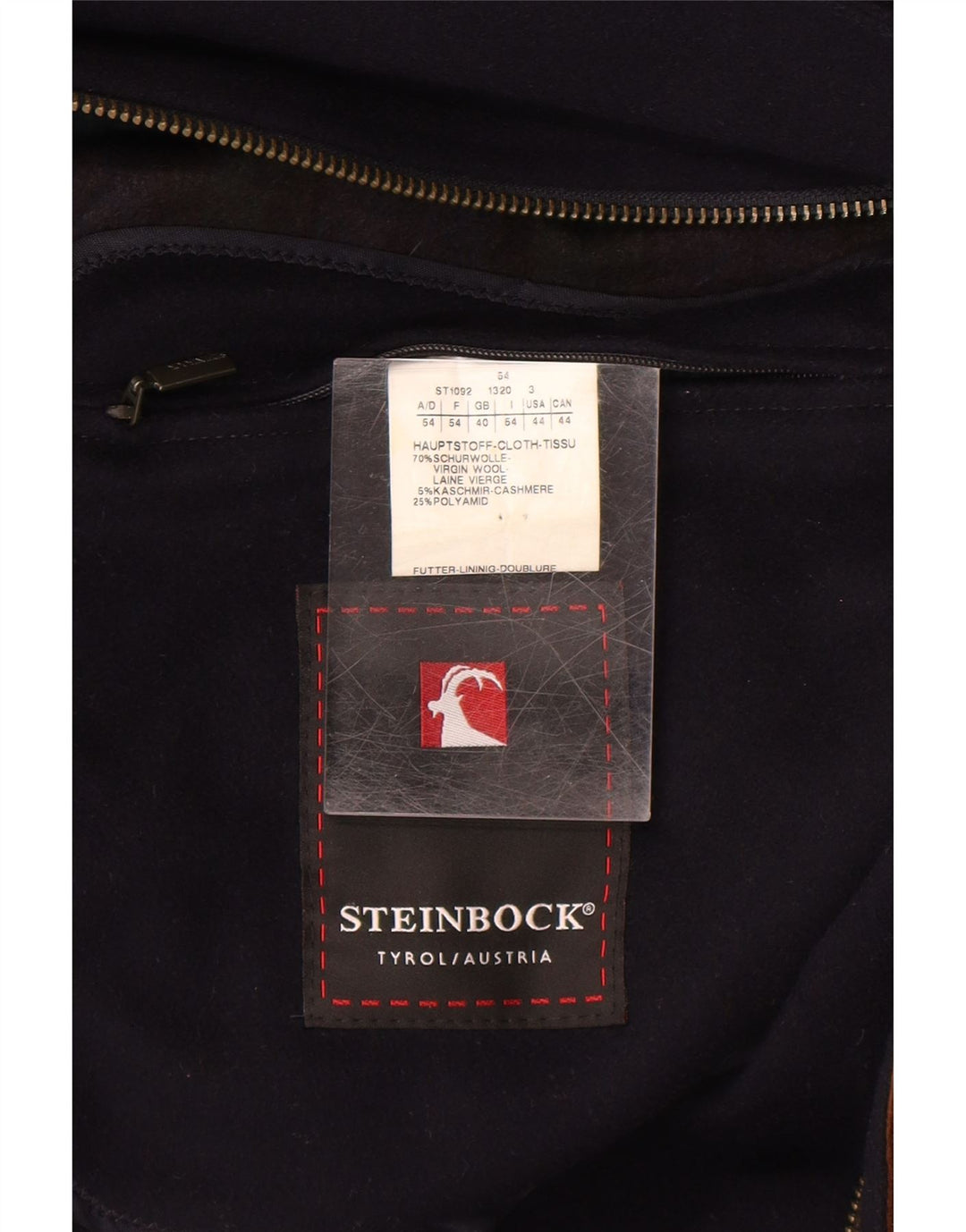 Steinbock Herre Overfrakke UK 40 Large Navy Blue Wool