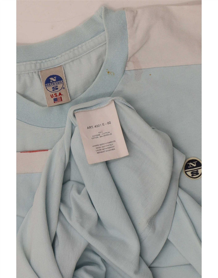 North Sails Herre grafisk T-shirt Top Medium Blue Colourblock Bomuld