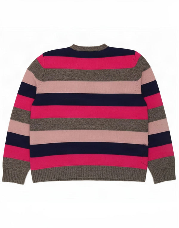 Benetton Dame V-hals Jumper Sweater UK 16 Stor Flerfarvet Stribet