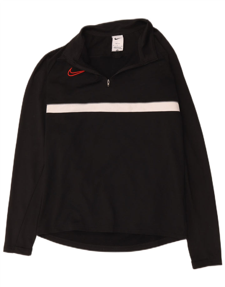Nike Herre Dri Fit Pullover med lynlås-hals Træningsdragt Top Lille sort Colourblock
