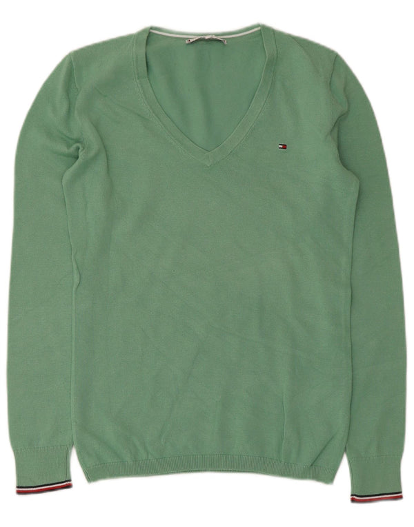 Tommy Hilfiger Dame V-hals sweater UK 6 XS Grøn Bomuld