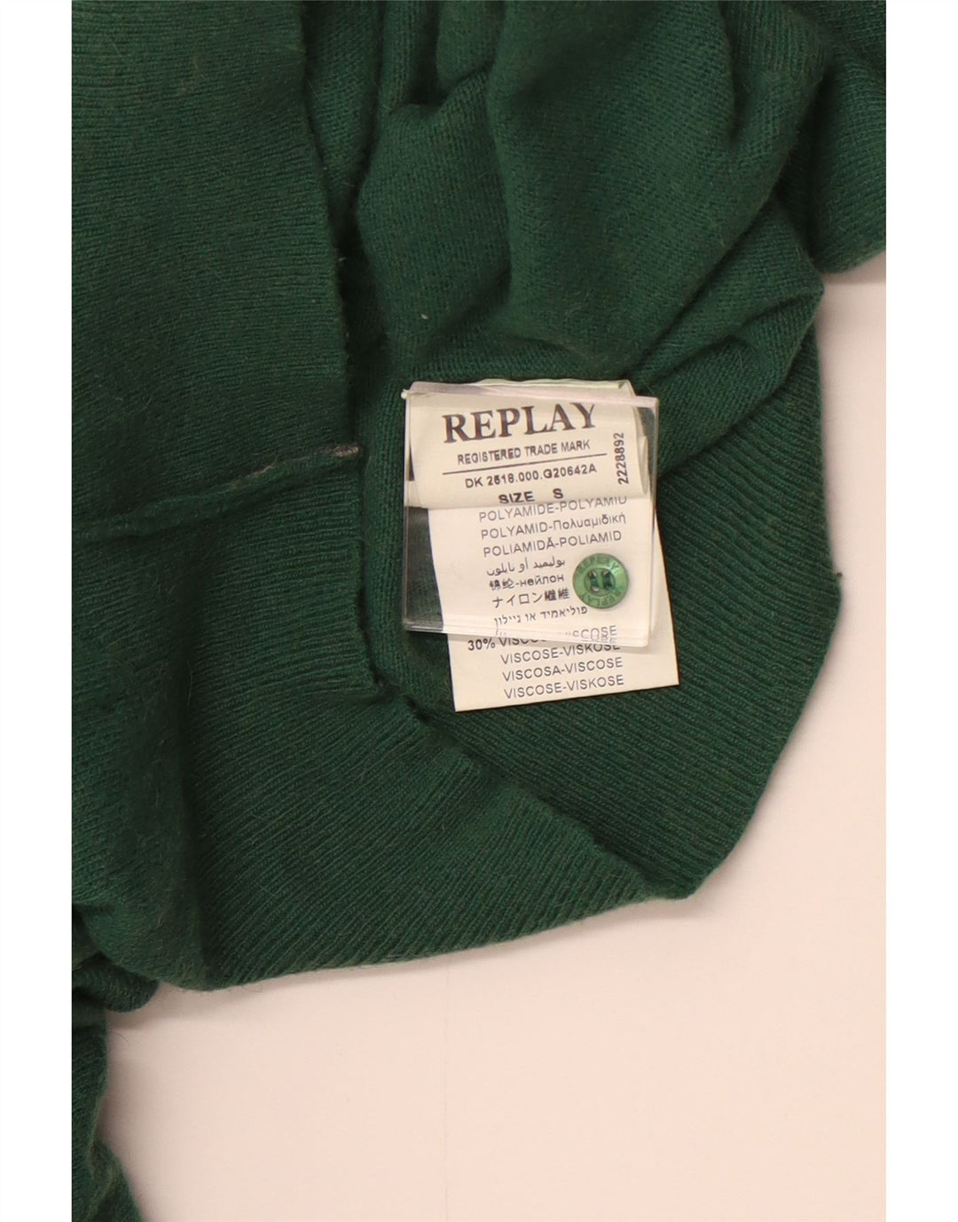 REPLAY Dame Cardigan Sweater UK 10 Small Green Polyamide