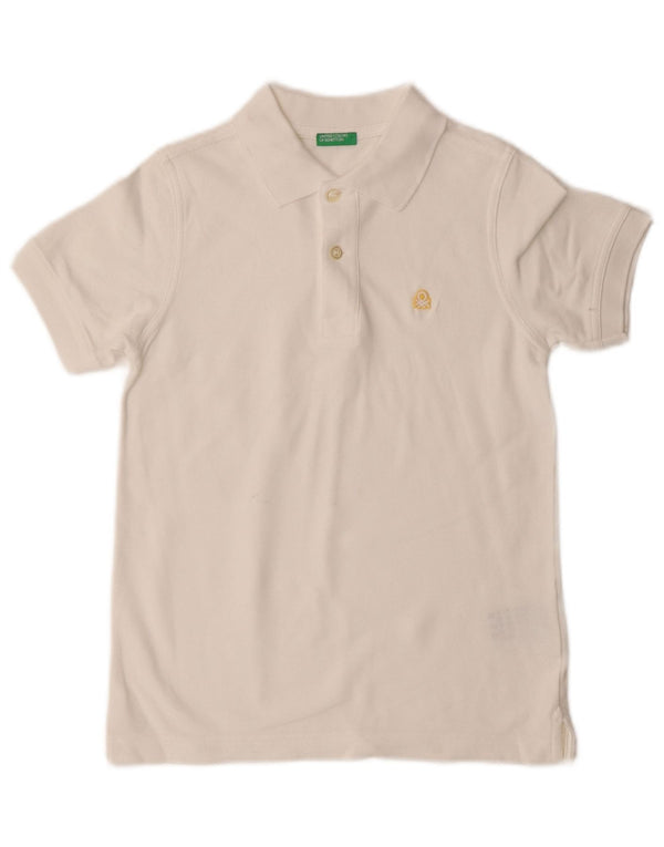 Benetton Boys Polo Shirt 7-8 år Medium Hvid Bomuld