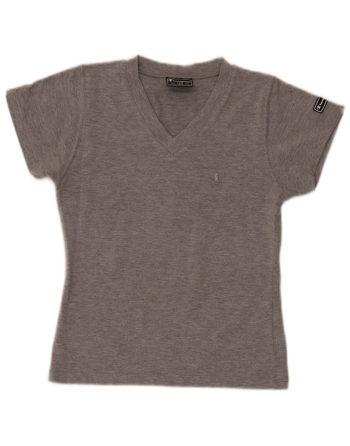 Champion Dame T-Shirt Top UK 8 Lille Grå Bomuld