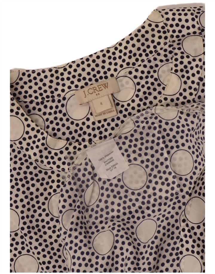 J. CREW Dame ærmeløs bluse Top US 4 Small White Polka Dot Polyester