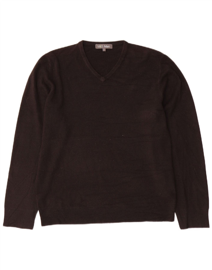 Marks & Spencer Herre V-hals sweater Stor sort akryl