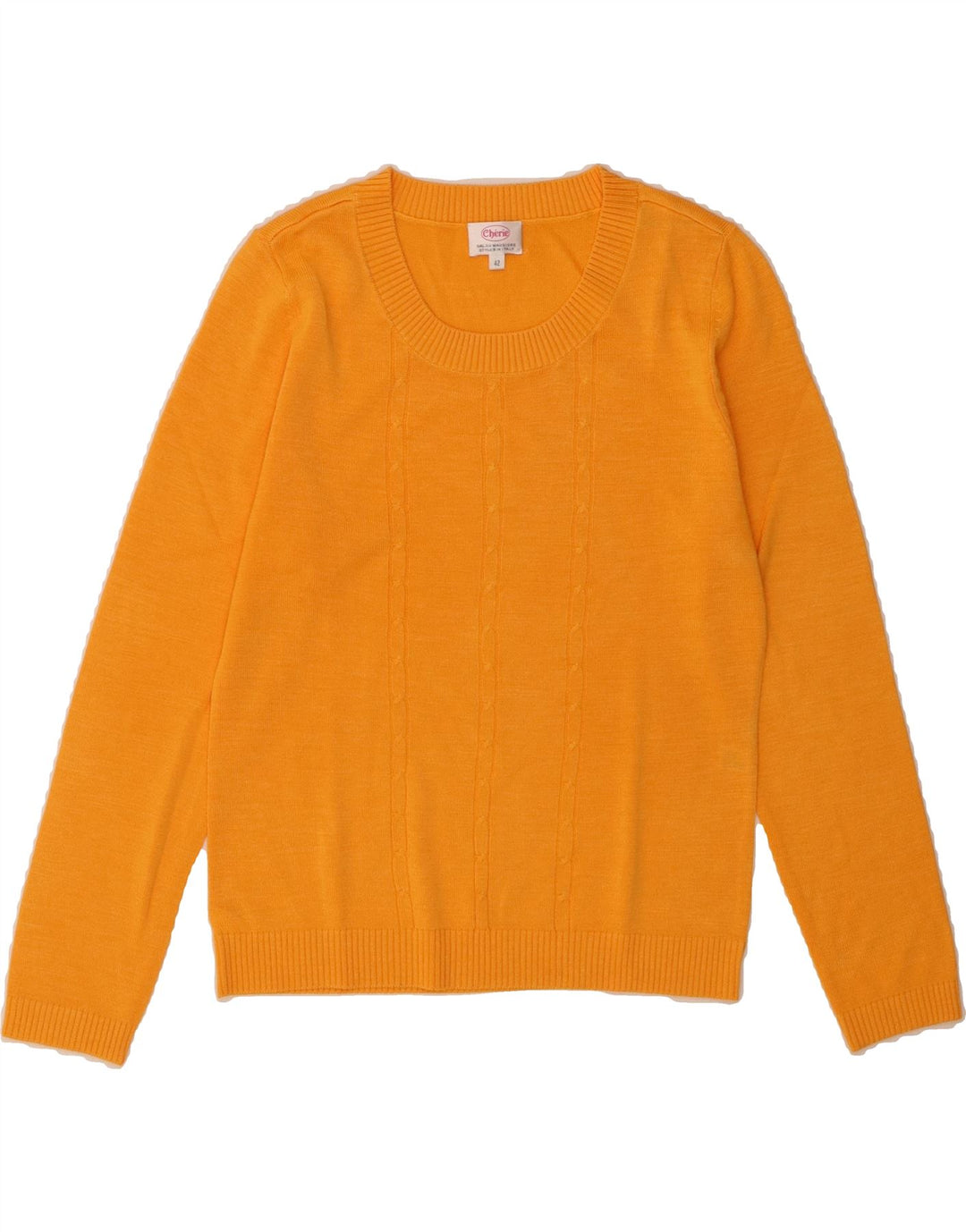 CHERIE Womens Crew Neck Jumper Sweater IT 42 Medium Yellow Silk Vintage cherie and Second-Hand cherie from Messina Hembry 