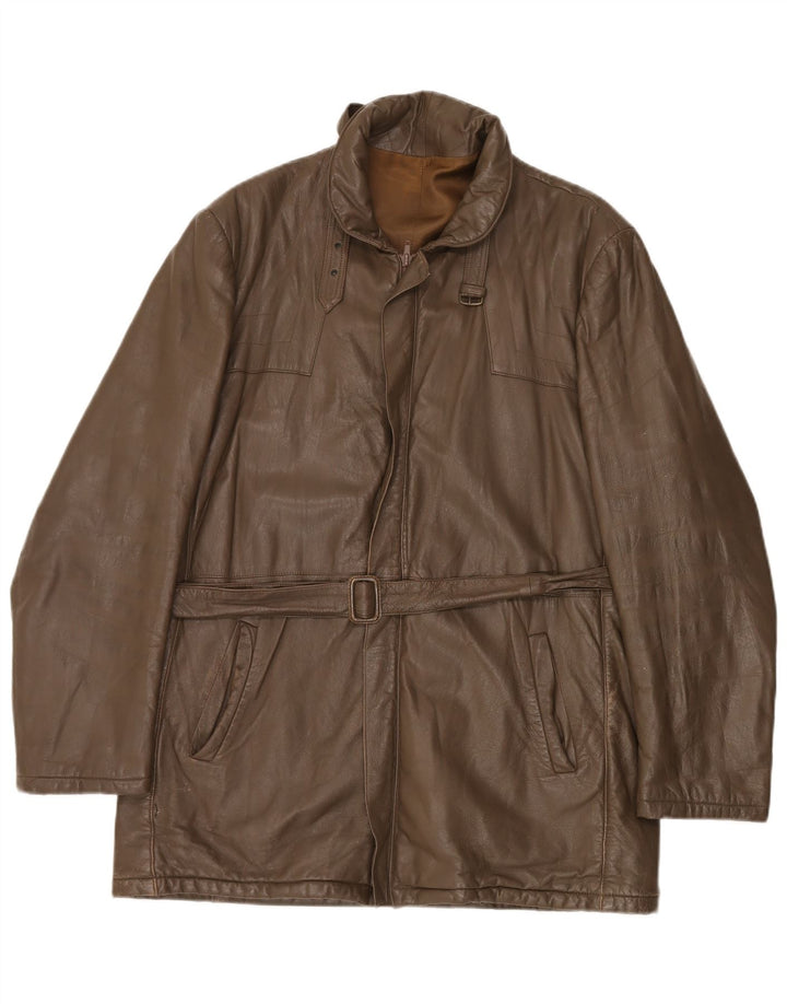 Vintage herre læderjakke IT 52 XL brunt læder