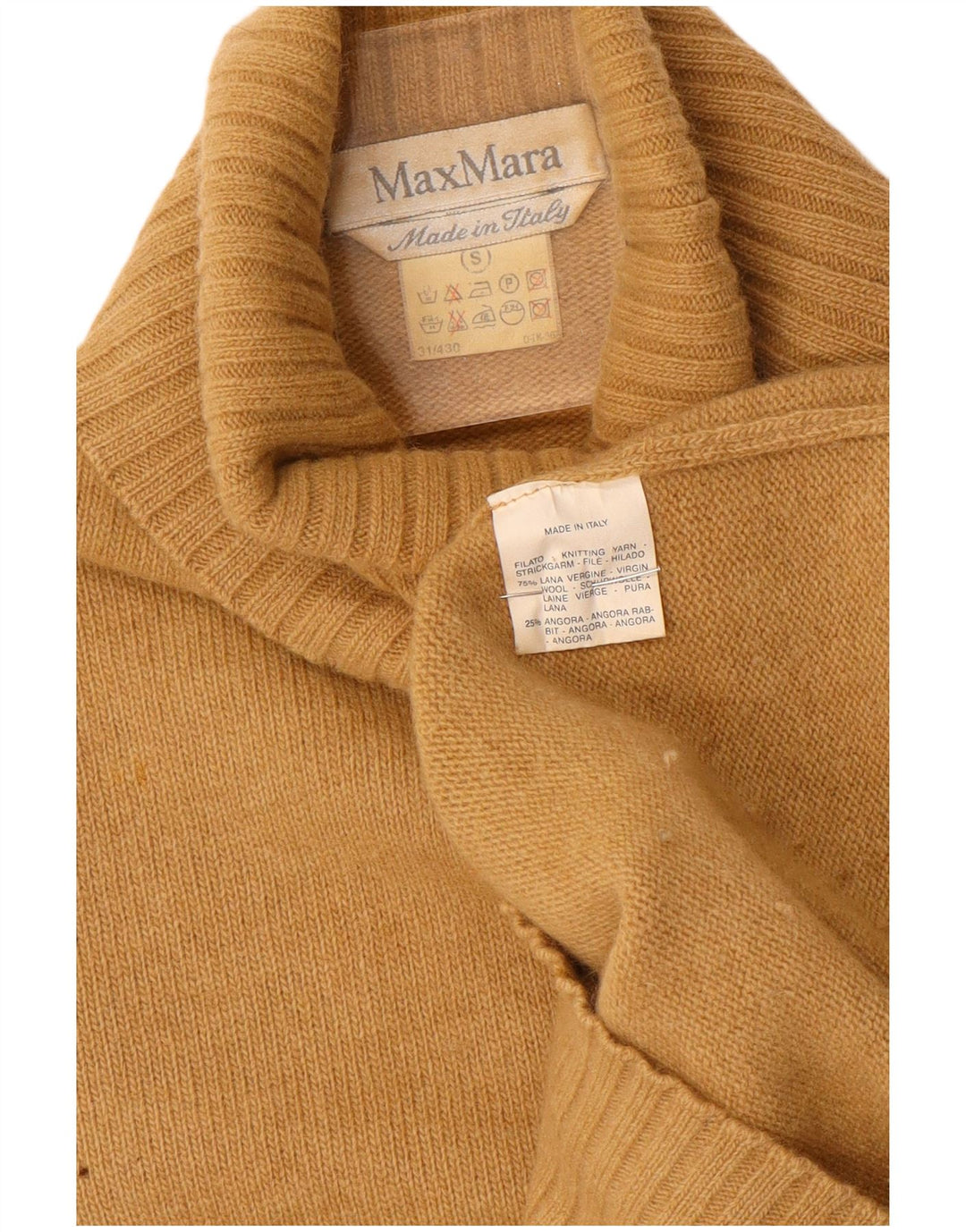 MAX MARA Dame Oversized rullehals sweater UK 10 Lille brun uld