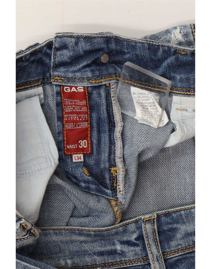 Gas Dame Distressed Straight Jeans W30 L30 Blå Bomuld