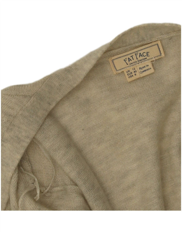 Fat Face Dame Longline Åben Cardigan Sweater UK 12 Medium Grey Uld