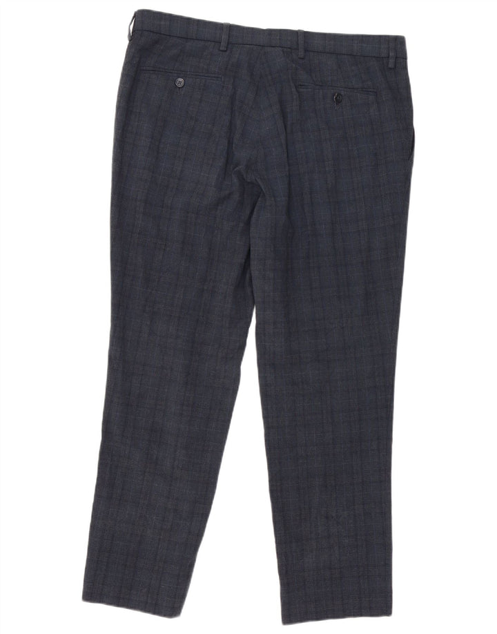 Marks & Spencer Herre Slim Fit Suit Bukser W36 L29 Navy Blue Check