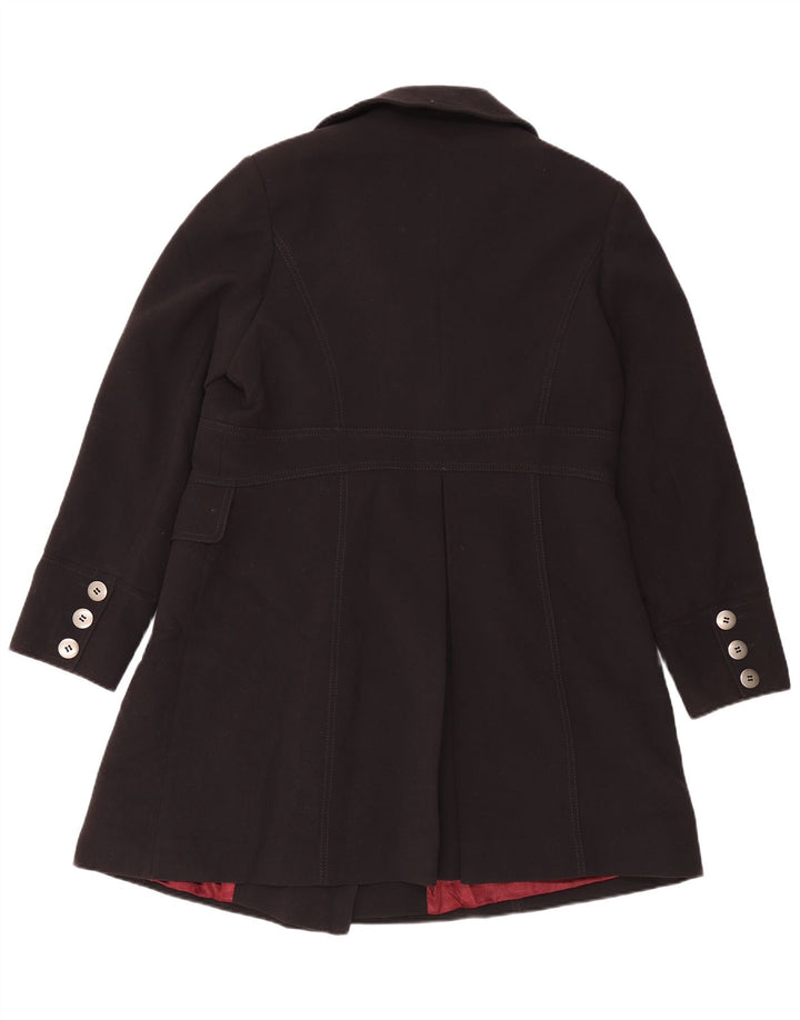 MARKS & SPENCER Womens Double Breasted Coat UK 16 Large Black Polyester
