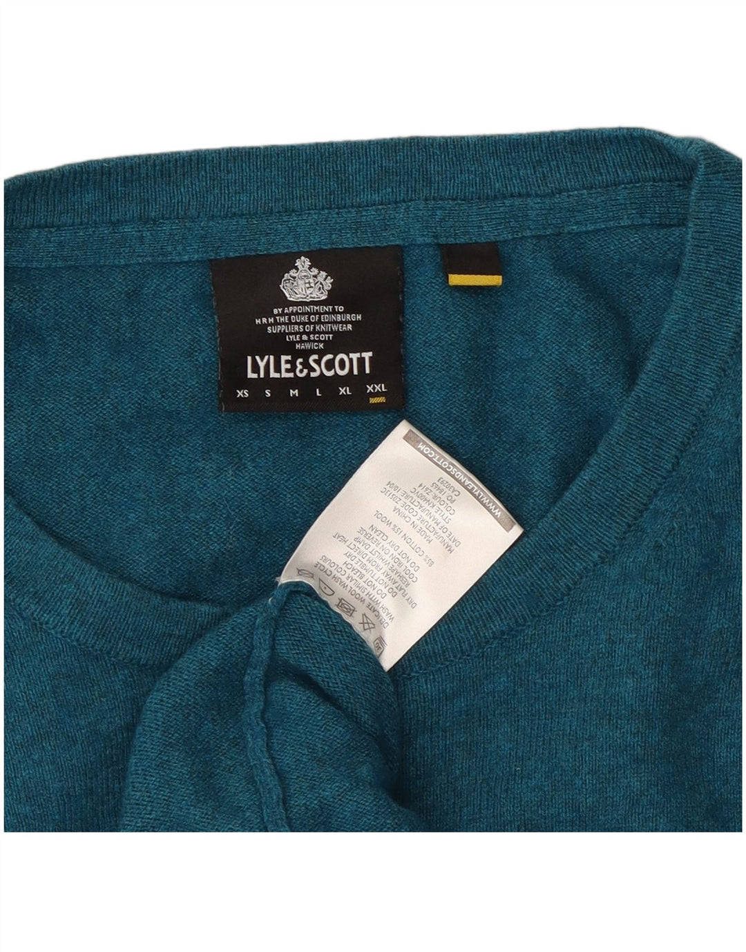 Lyle & Scott Herre sweater med rund hals 2XL blå bomuld