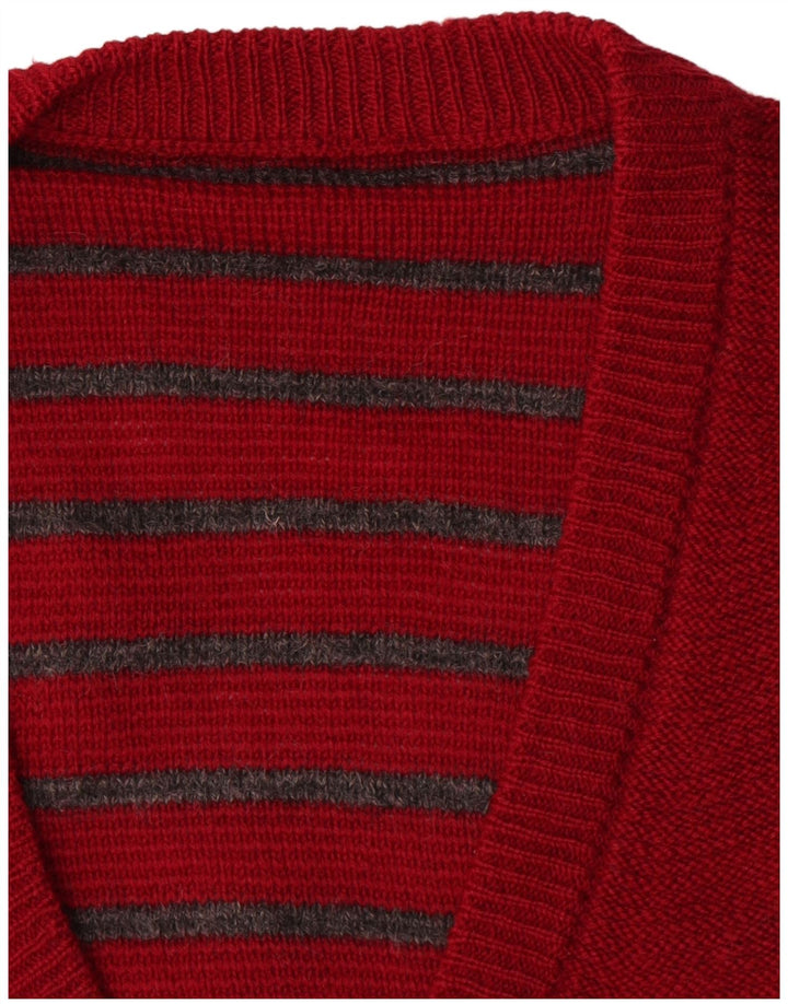 Vintage cardigan sweater til mænd, stor rød farveblok