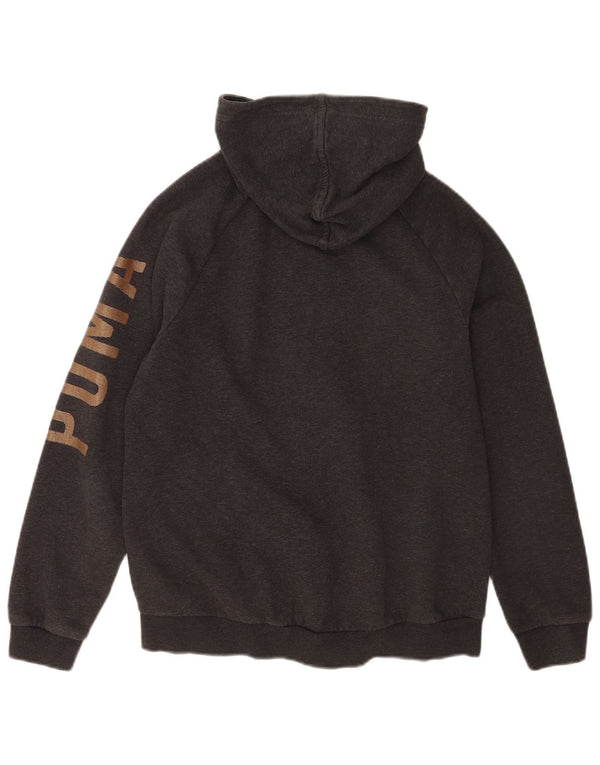 Puma Dame Grafisk Hættetrøje Sweater UK 14 Stor Grå Bomuld