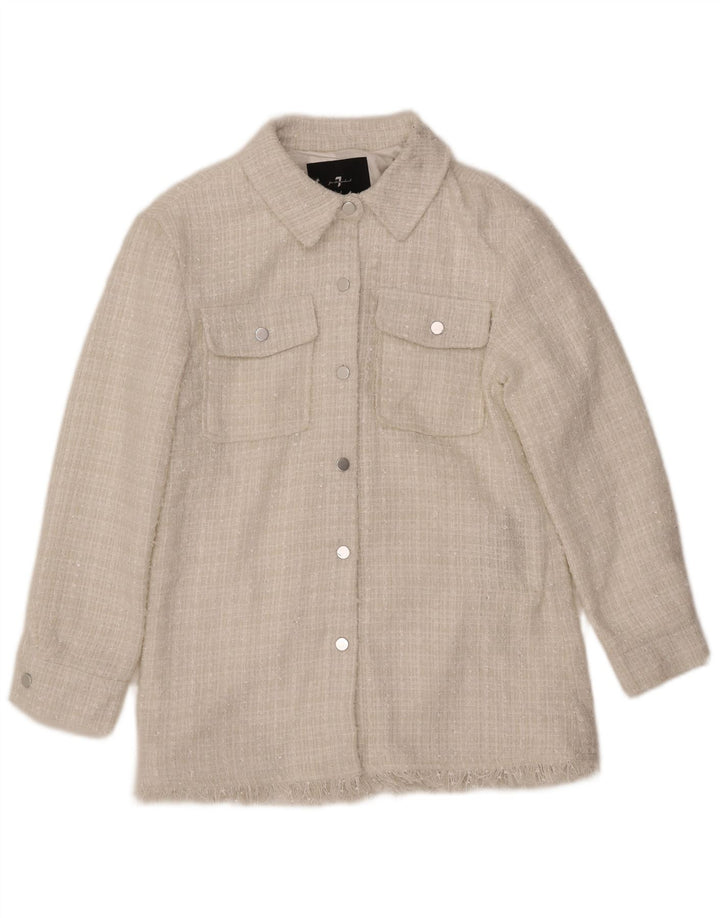 7 TIL ALLE MENNESKER Dame Bomber Jacket UK 12 Medium White Polyester