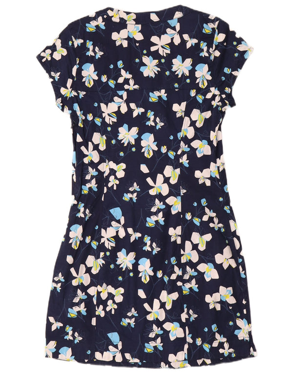 Weird Fish Dame Sheath Dress UK 10 Small Navy Blue Floral Cotton