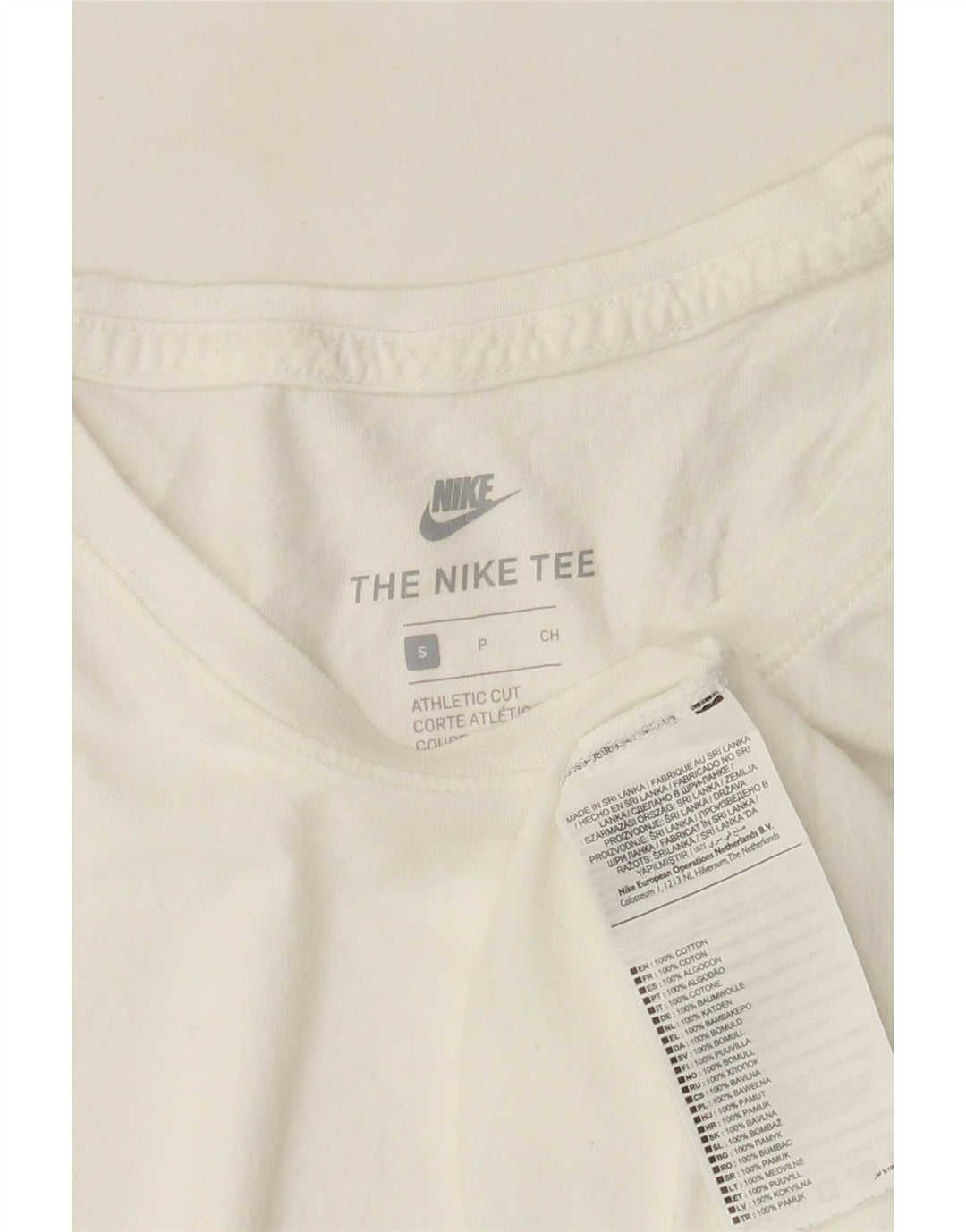 Nike T-shirt med atletisk snit til mænd, lille hvid bomuld