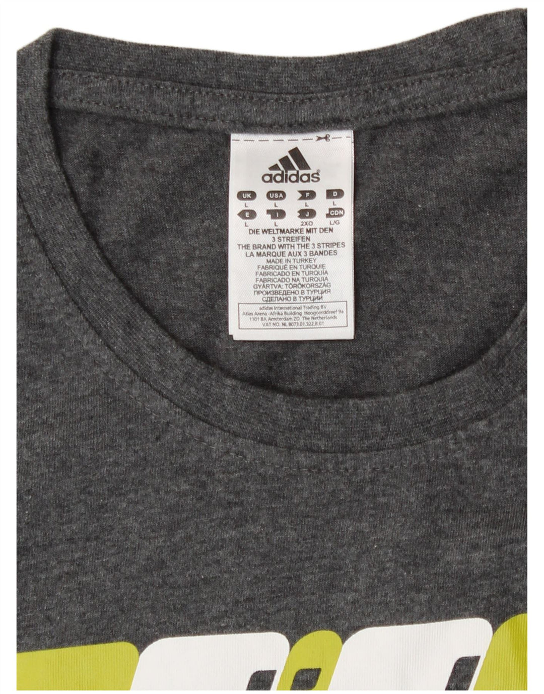 Adidas Herre Grafisk T-Shirt Top Stor Grå Bomuld