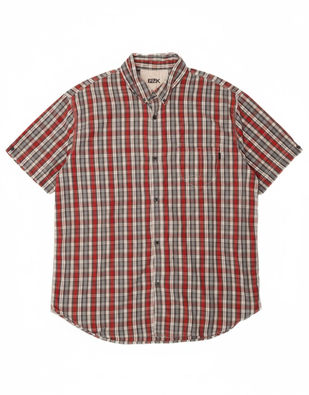 FCUK Mens Short Sleeve Shirt 2XL Multicoloured Check Cotton