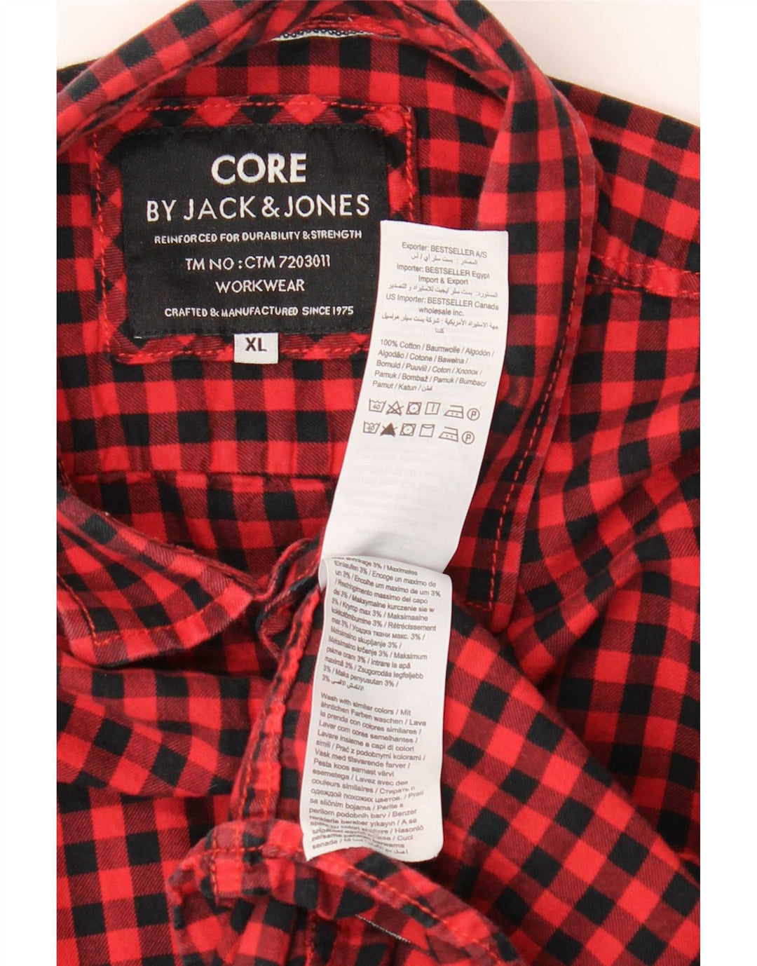 Jack & Jones Herreskjorte XL Rød Gingham Bomuld