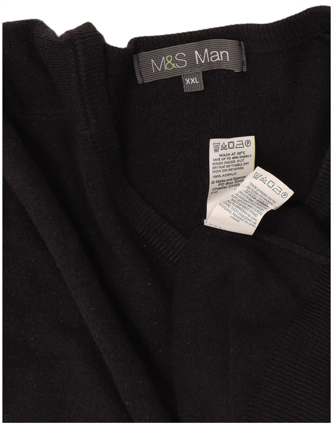 Marks & Spencer Herre V-hals sweater 2XL marineblå akryl