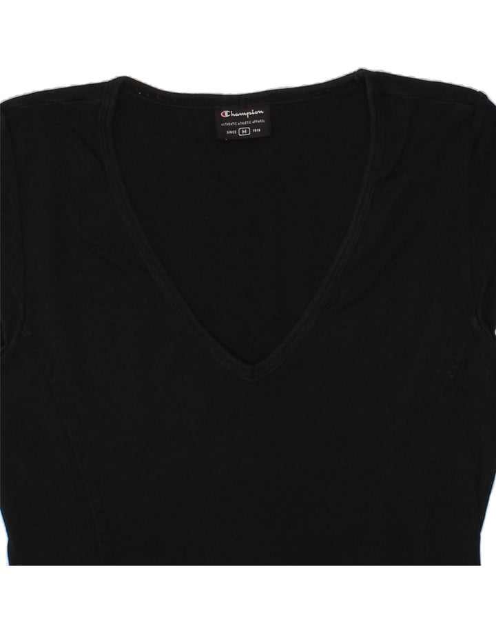 CHAMPION Womens T-Shirt Top UK 12 Medium Black Vintage Champion and Second-Hand Champion from Messina Hembry 