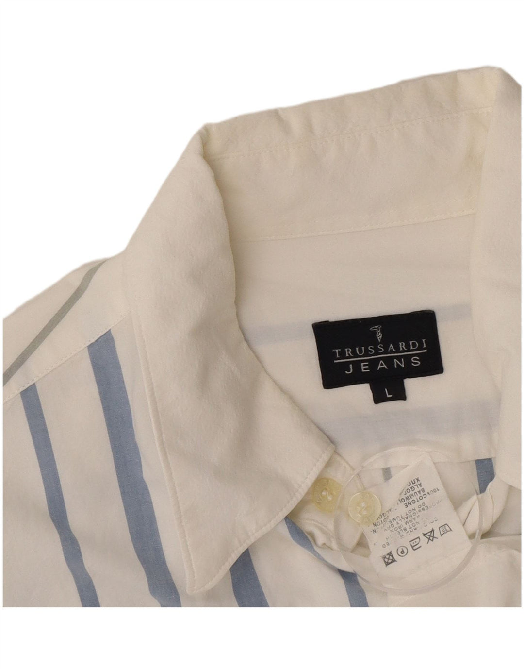Trussardi Jeans Herreskjorte Stor hvidstribet bomuld