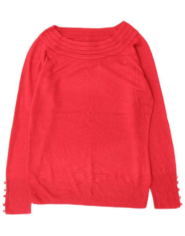 Marks & Spencer Dame Boat Neck Jumper Sweater UK 10 Small Red Acryl
