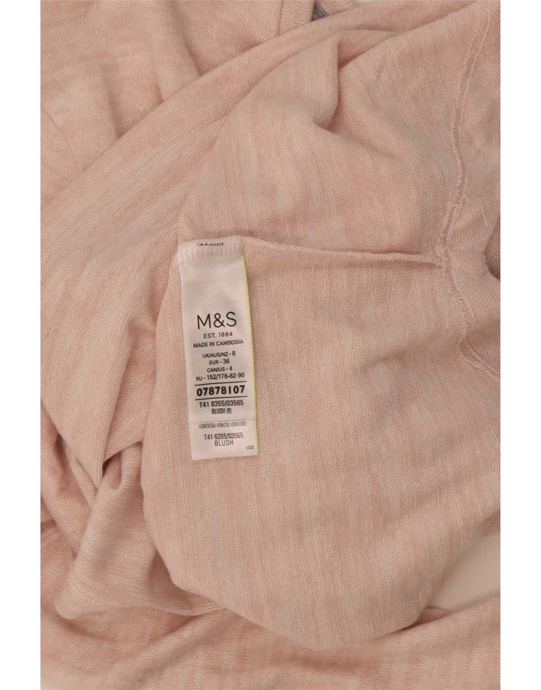 Marks & Spencer Dame Loose Fit Top Langærmet UK 8 Small Pink Polyester