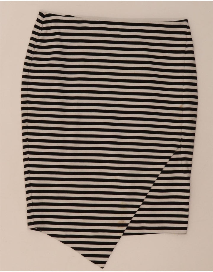 Marks & Spencer Dame Asymmetrisk Nederdel UK 14 Large W34 Sort Stribet