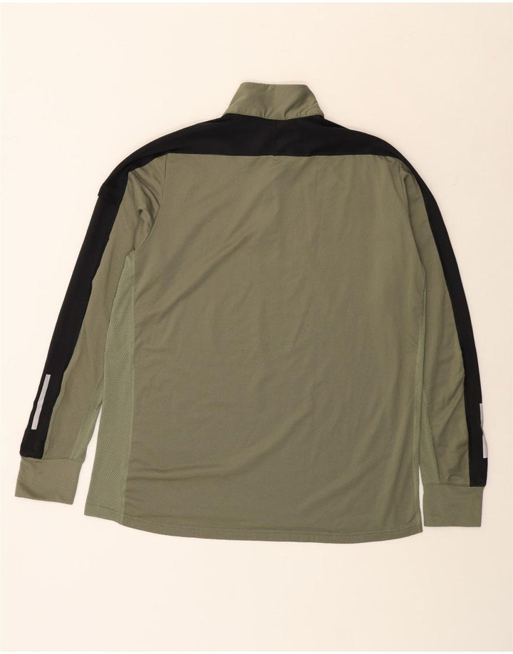 Adidas Herre Aeroready Zip Neck Pullover Tracksuit Top XL Khaki Colourblock