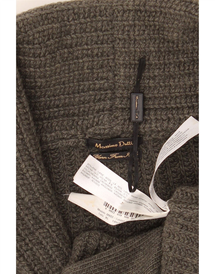Massimo Dutti Dame Cardigan Sweater UK 18 XL Grøn Uld