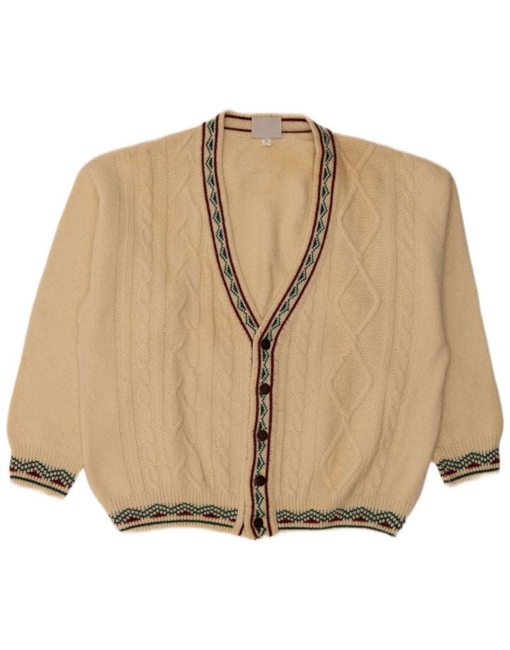 Vintage herre cardigan sweater IT 52 Stor beige uld
