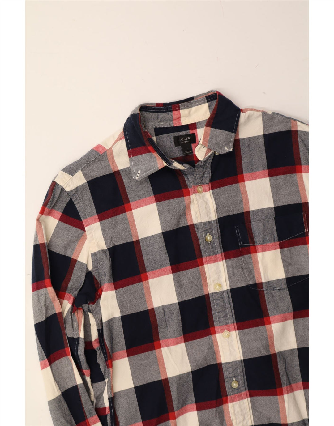J. CREW Mens Oxford Shirt Small Navy Blue Check Cotton Vintage J. Crew and Second-Hand J. Crew from Messina Hembry 