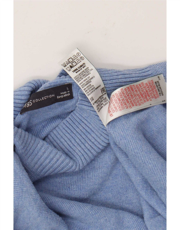 Marks & Spencer Dame Turtle Neck Jumper Sweater UK 16 Large Blue