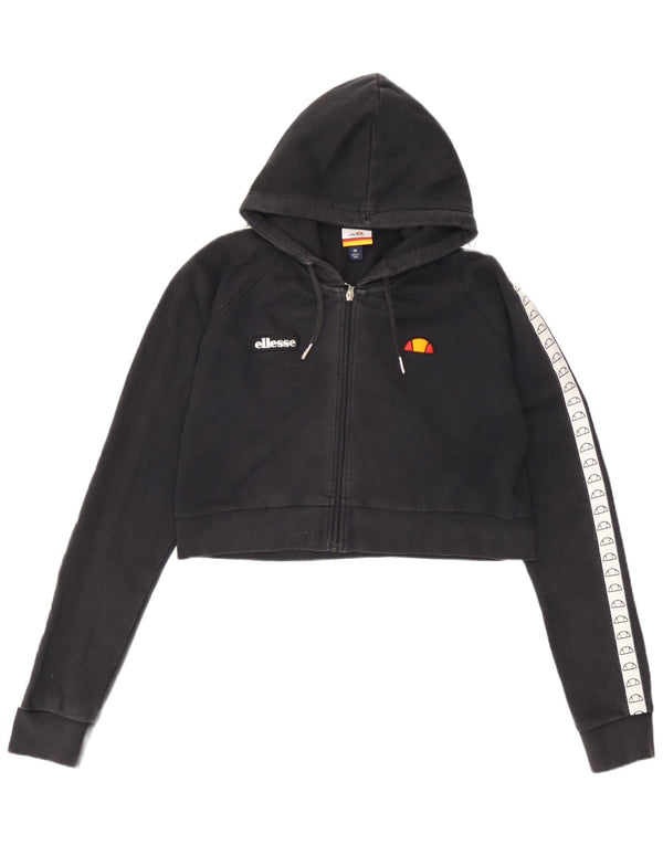 Ellesse Dame Grafisk Hættetrøje Sweater UK 14 Stor Sort Colourblock