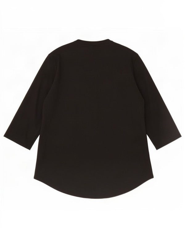 Guess Womens Zip Neck Top 3/4 ærme UK 12 Medium Black Bomuld