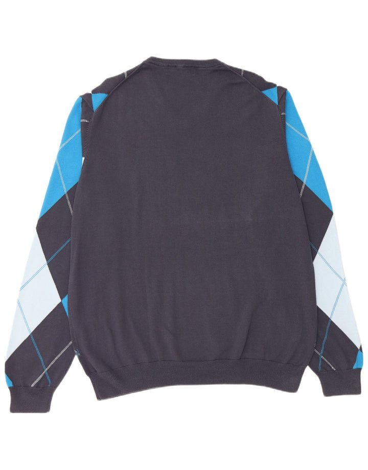 LYLE & SCOTT Herre V-hals sweater 2XL Navy Blue Argyle/Diamond