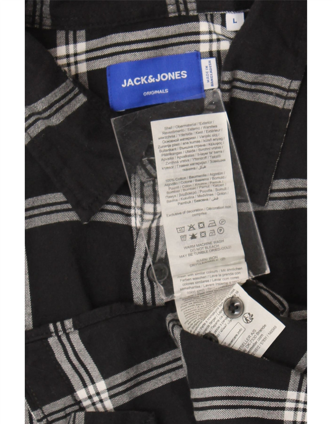 Jack & Jones Herre flannelskjorte Stor sort ternet bomuld