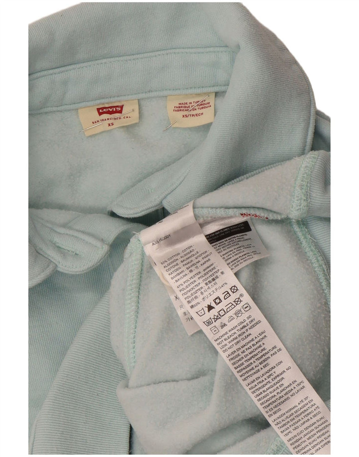 LEVI'S Dame Oversized Crop Polo Neck Sweatshirt Jumper UK 6 XS Blå