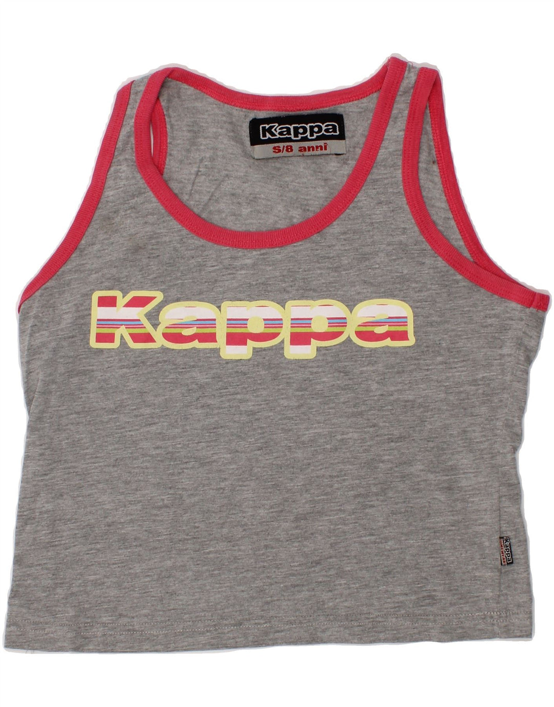 KAPPA Girls Graphic Vest Top 7-8 Years Small Grey Cotton Vintage Kappa and Second-Hand Kappa from Messina Hembry 