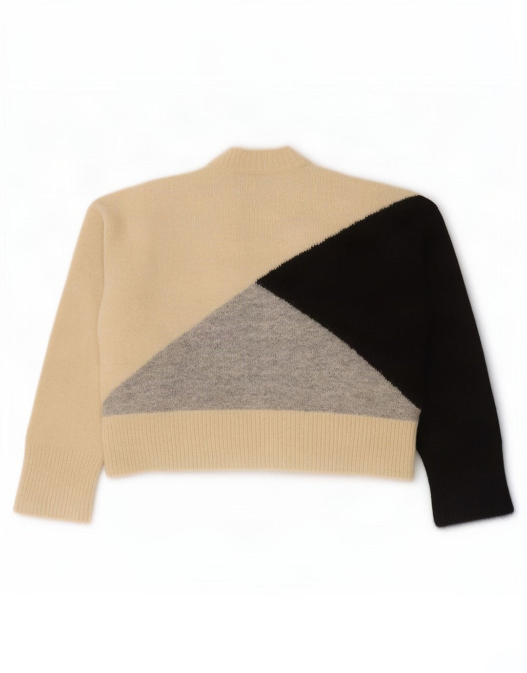 Zara Dame Turtle Neck Jumper Sweater UK 14 Medium Beige Colourblock