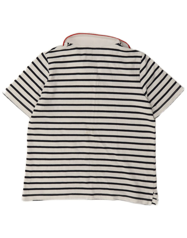 Besætningstøj Dame polo shirt UK 12 Medium hvid stribet bomuld