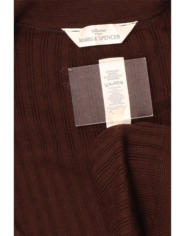 Marks & Spencer dame cardigan sweater UK 14 Stor brun uld