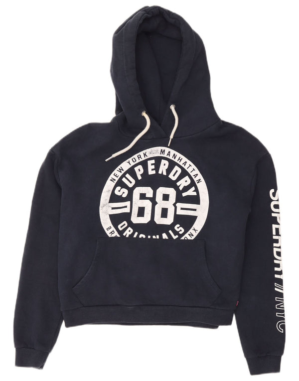 Superdry Grafisk Loose Fit Hoodie Jumper UK 14 Medium Navy Blue