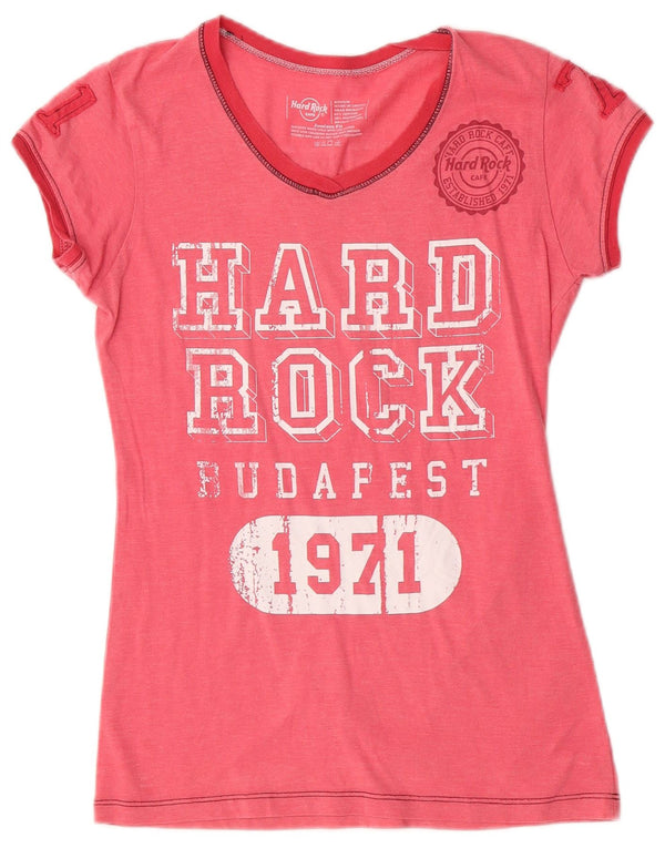 Hard Rock Cafe Kortærmet grafisk T-shirt top til kvinder DK 12 Medium Pink