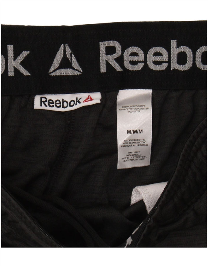 REEBOK Mens Sport Shorts Medium  Black Colourblock Polyester