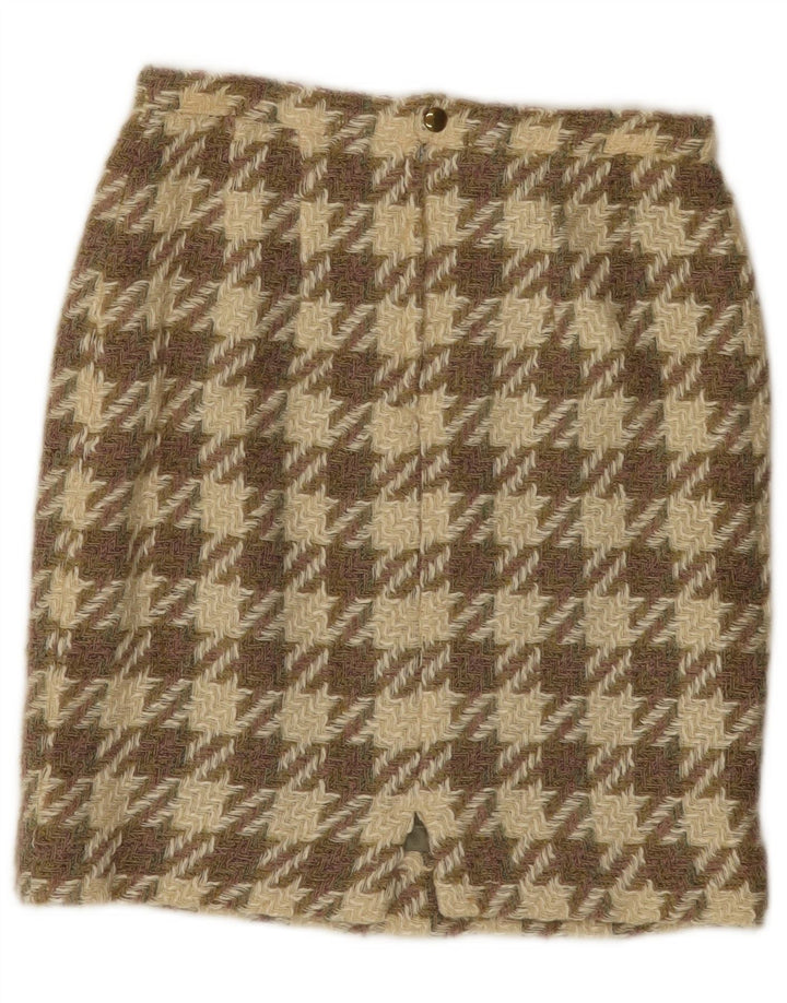 Vintage damestrikket nederdel W26 lille brun hundestød